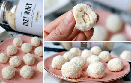 Fitnes recept: Kokosove beljakovinske kroglice z mandlji z okusom Raffaello