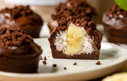 Fitnes recept: Čokoladni kolački s stracciatella kremo in banano
